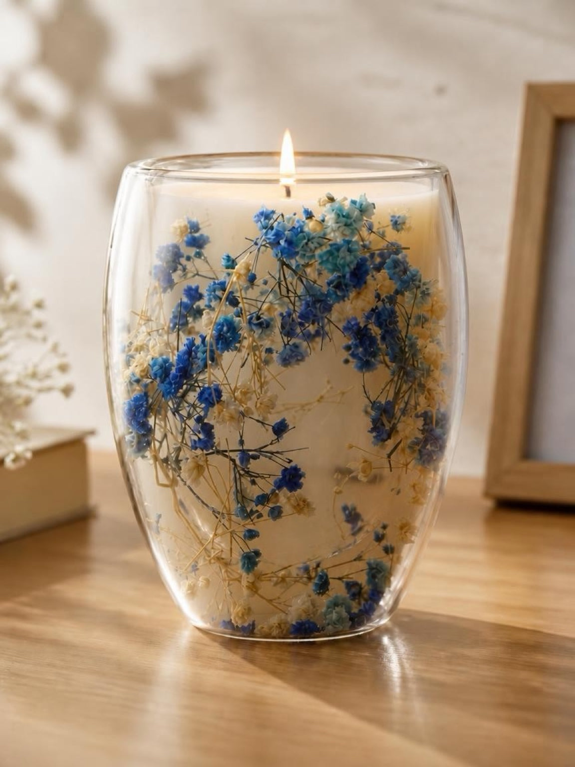 Botanical Bloom Soy Candle – Blue Baby’s Breath