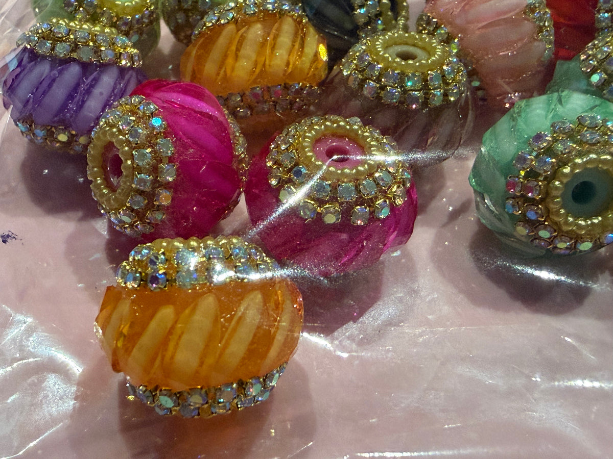 Glass Diamente Bead Pack Mixed Colours bundle
