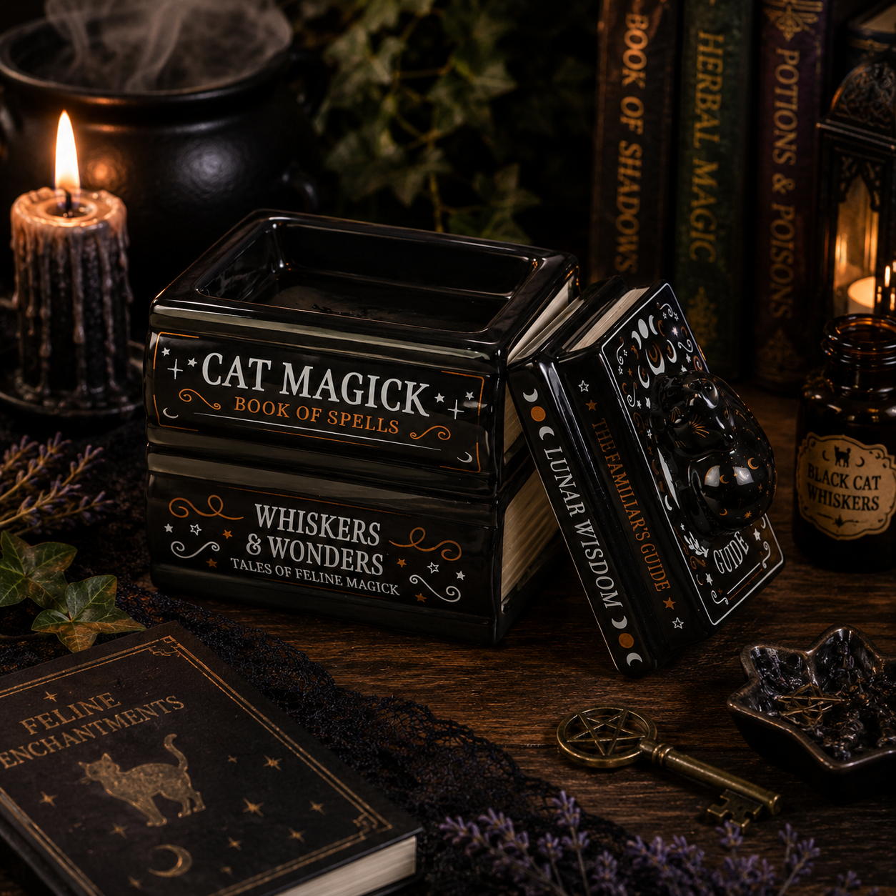 Black Cat Magick Book Stack Burner