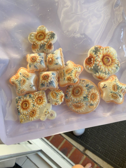 Sunflower Acrylic Focal Beads (with holes)