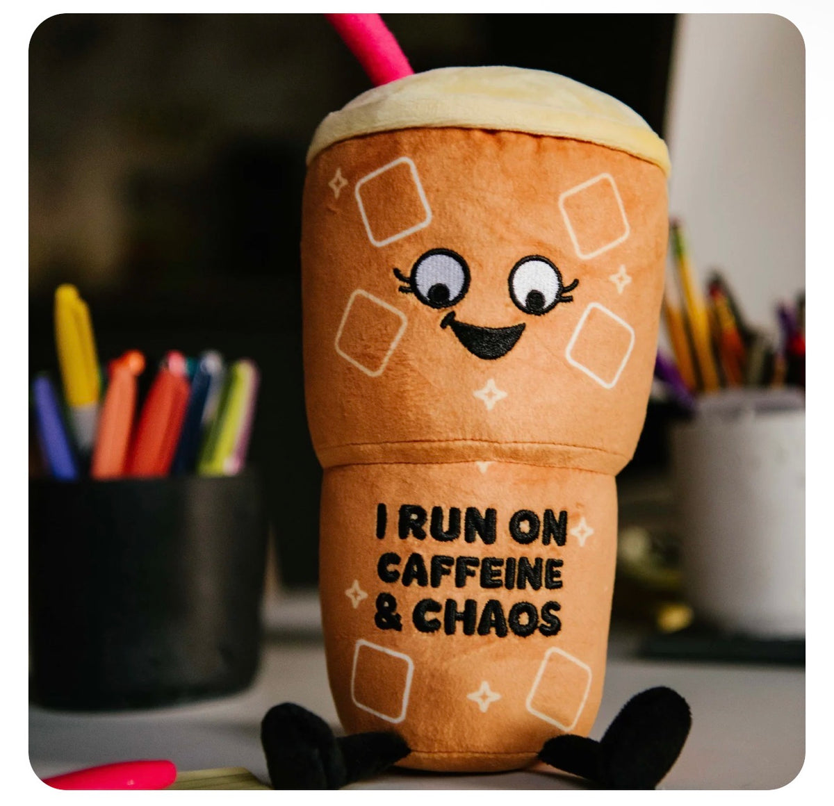 "I Run on Caffeine and Chaos" Iced Coffee Plush