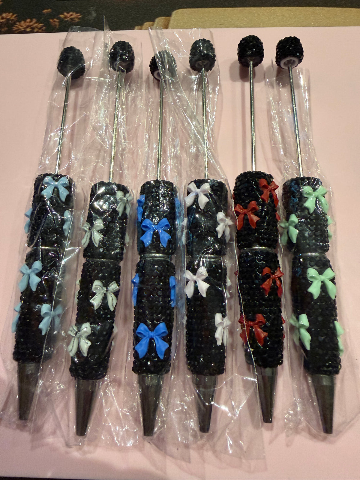 Beadable Rhinestone Bow Pens