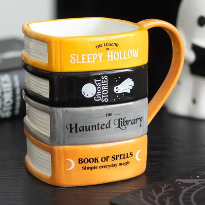 Haunted Library Book Stack Mug