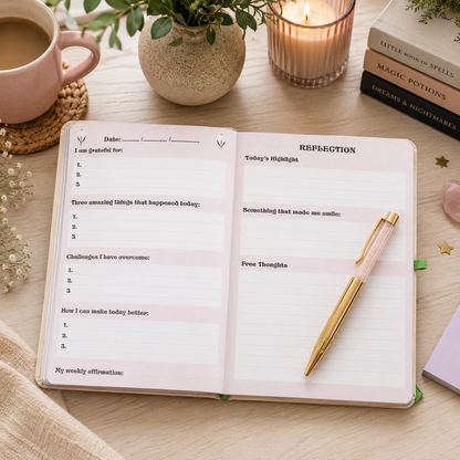 Reflection Journal with Rose Quartz Pen