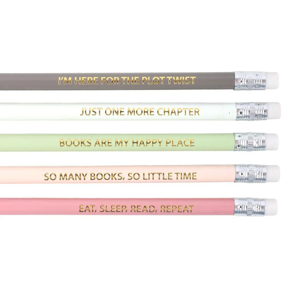Book Lover Quote Pencil Set