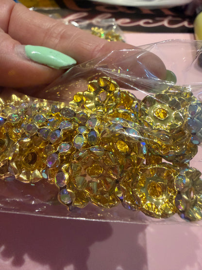 12mm gold sparkle spacers bag
