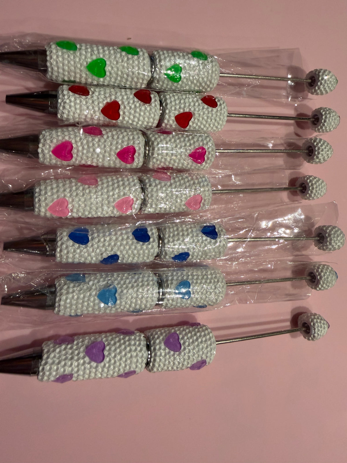 Beadable Rhinestone Heart Pens