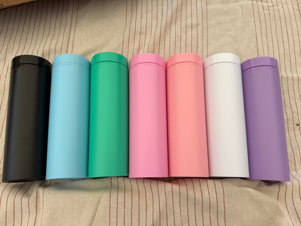16oz Plastic Skinny Tumbler Cups with Lid and Straw