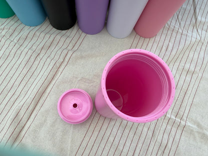 16oz Plastic Skinny Tumbler Cups with Lid and Straw