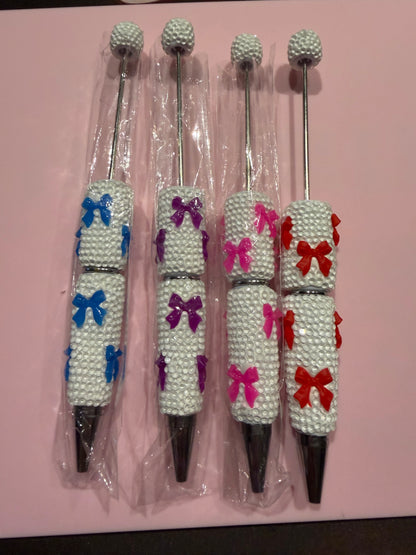 Beadable Rhinestone Bow Pens