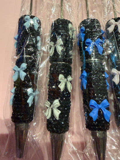 Beadable Rhinestone Bow Pens