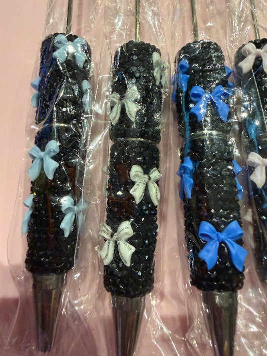 Beadable Rhinestone Bow Pens