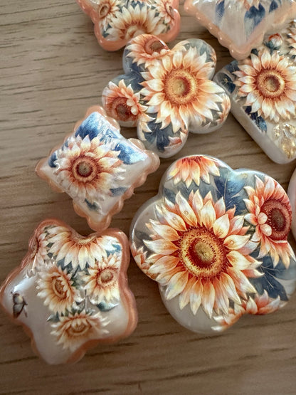 Sunflower Acrylic Focal Beads (with holes)