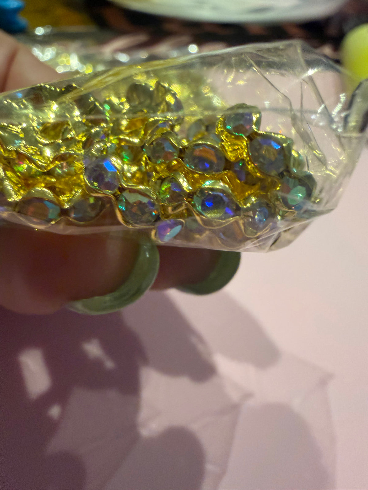 12mm gold sparkle spacers bag