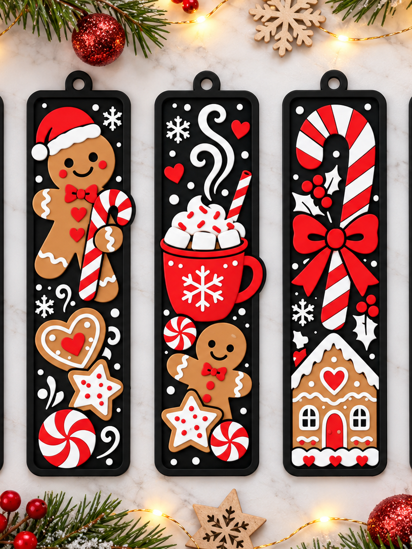 Gingerbread Christmas Bookmarks – Set of 5