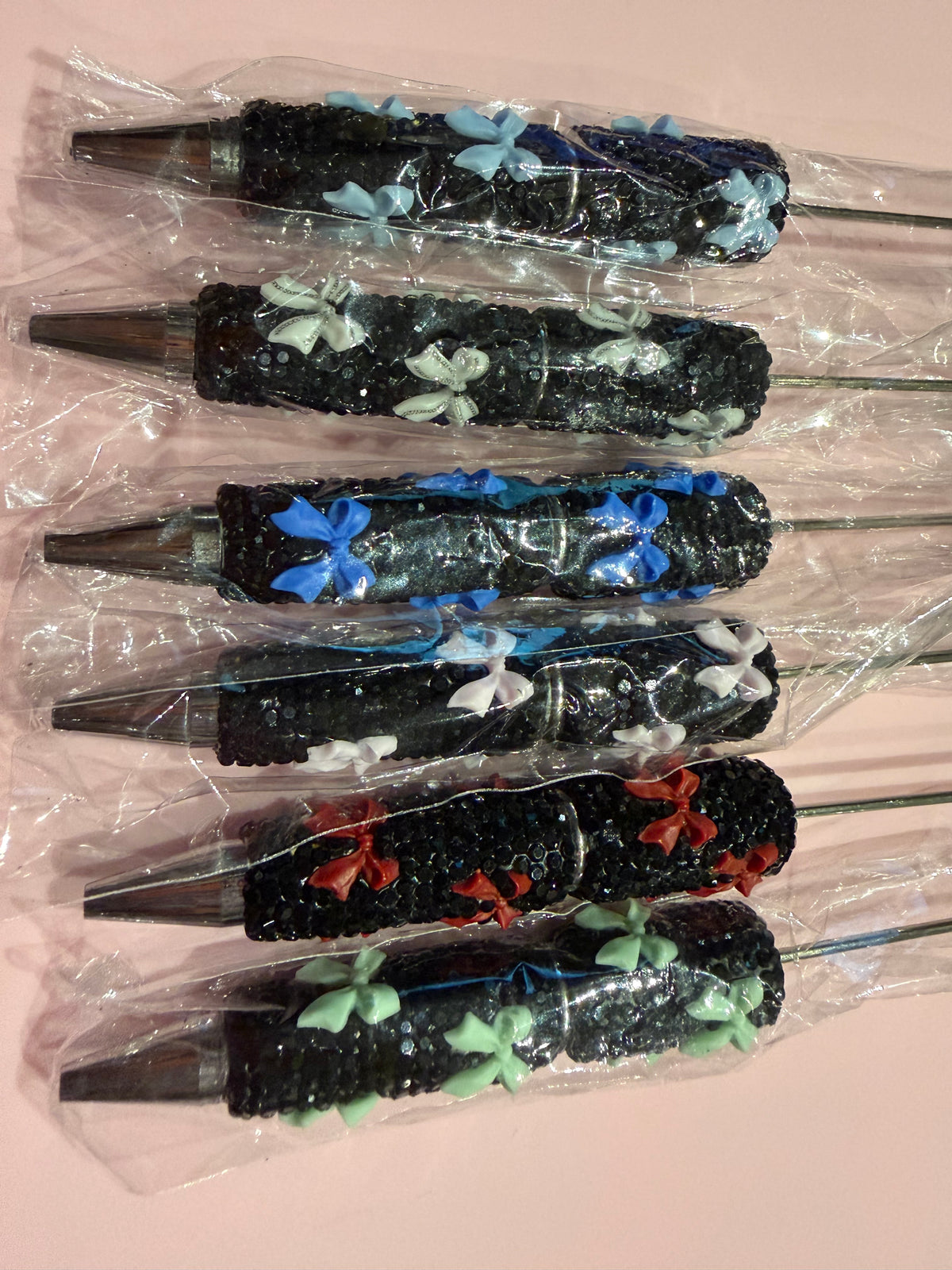 Beadable Rhinestone Bow Pens