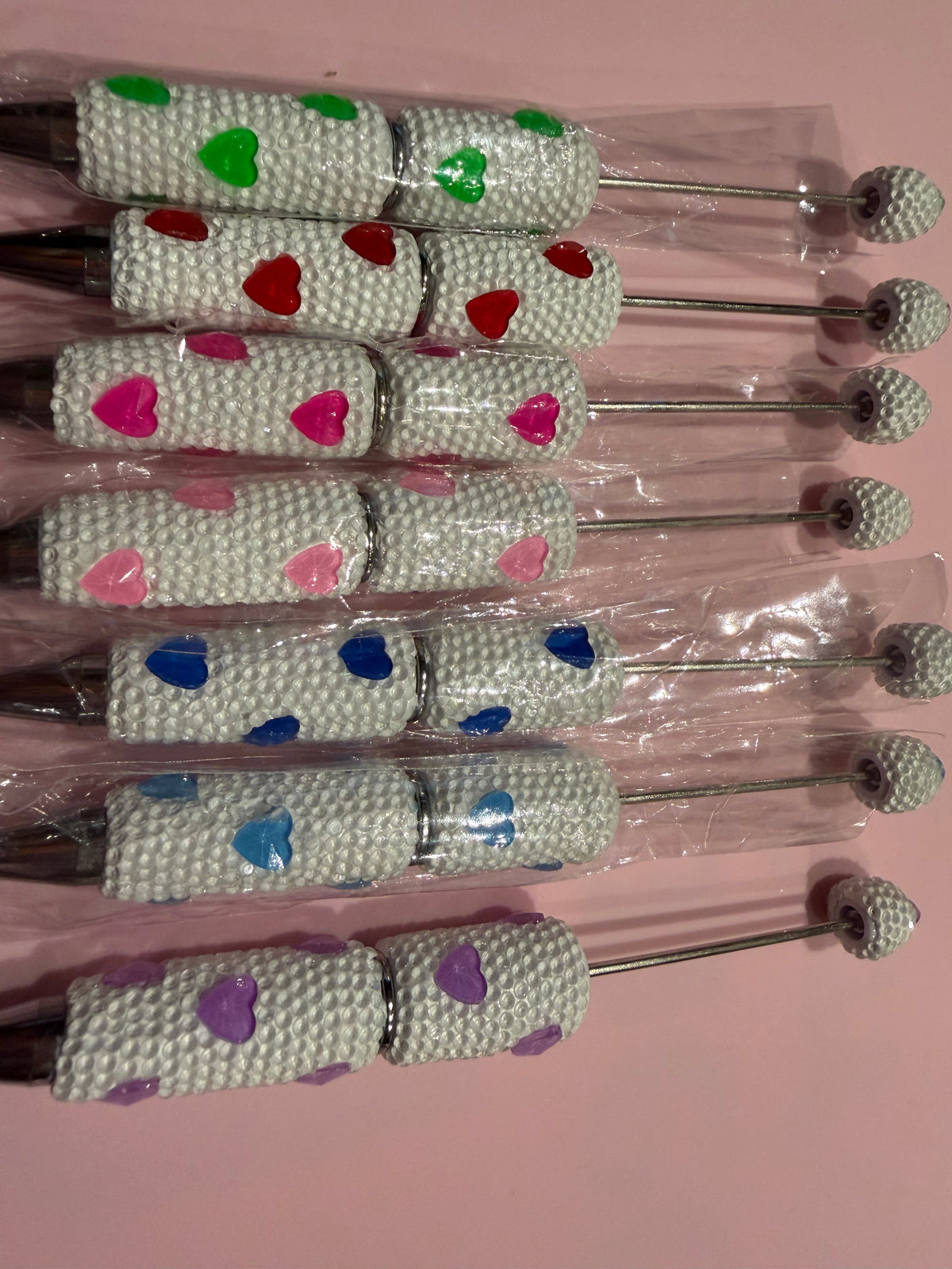 Beadable Rhinestone Heart Pens