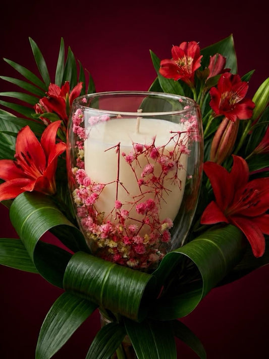 Botanical Bloom Soy Candle – Pink Baby’s Breath