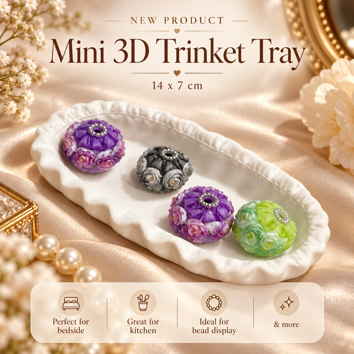 Mini Ruffle Trinket Tray | 3D Printed