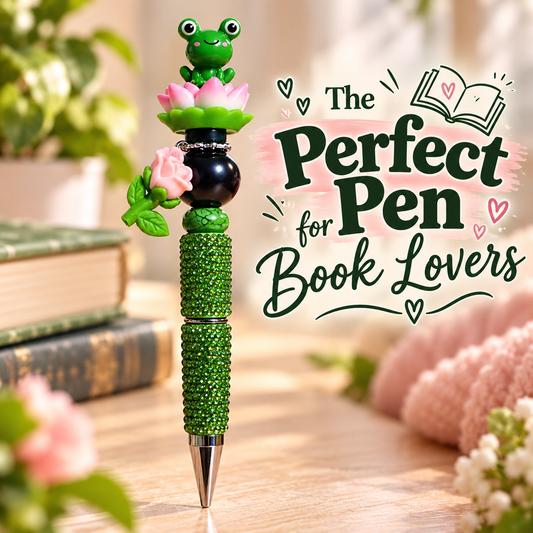 Frog & Lotus Sparkle Beaded Pen
