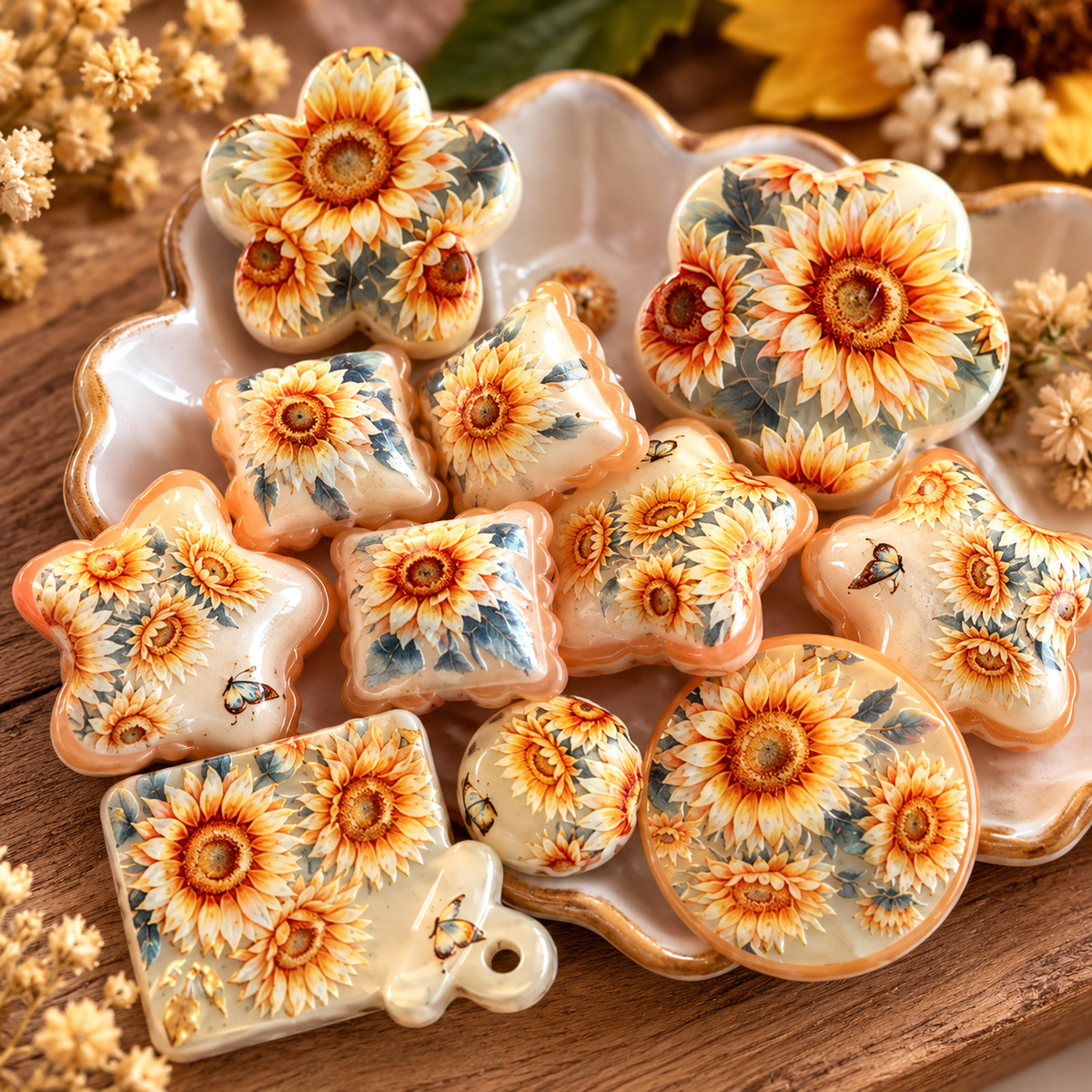 Sunflower Acrylic Focal Beads (with holes)