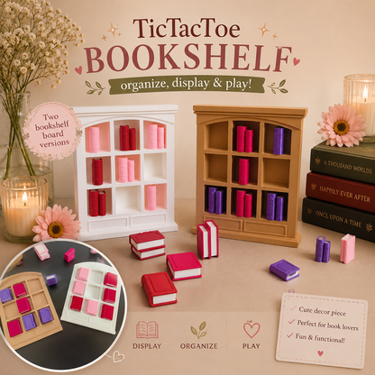 Bookshelf Tic Tac Toe Game – Decorative Book Lover Edition