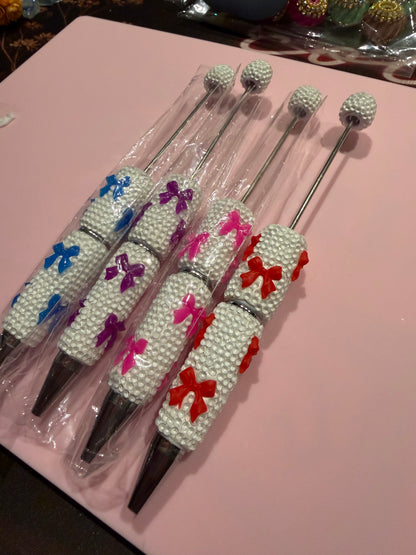 Beadable Rhinestone Heart Pens