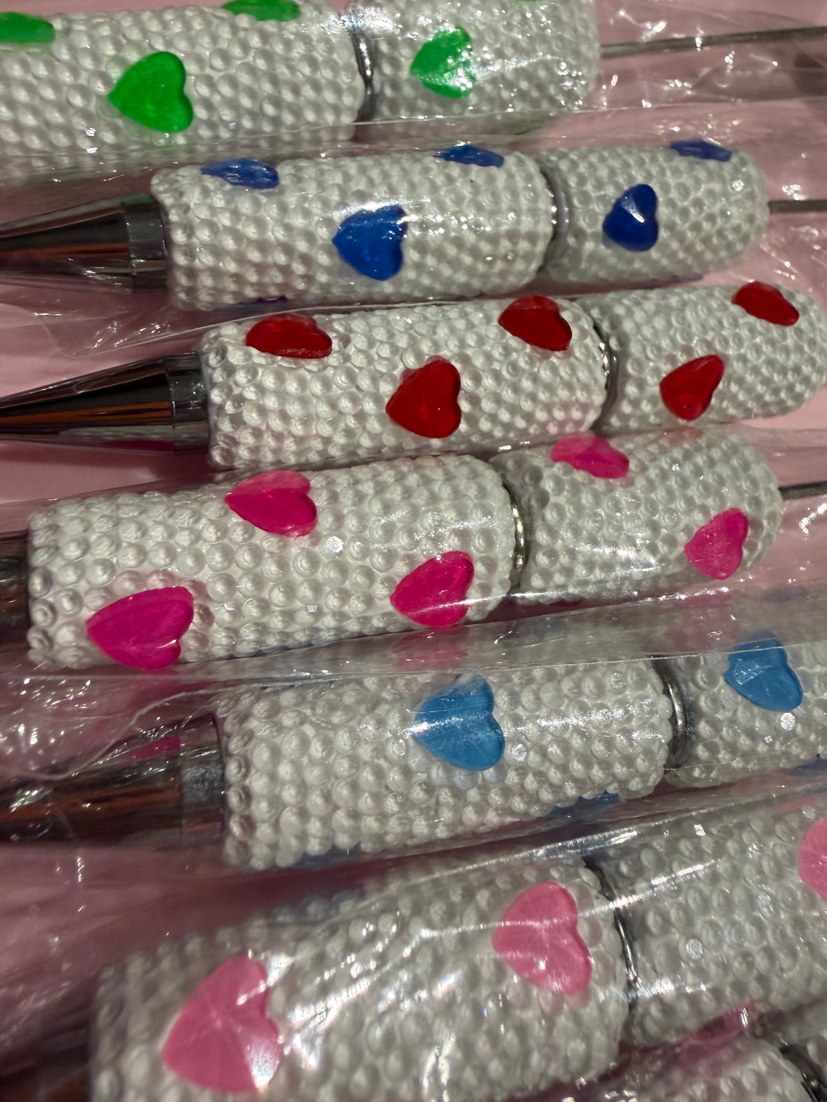 Beadable Rhinestone Heart Pens
