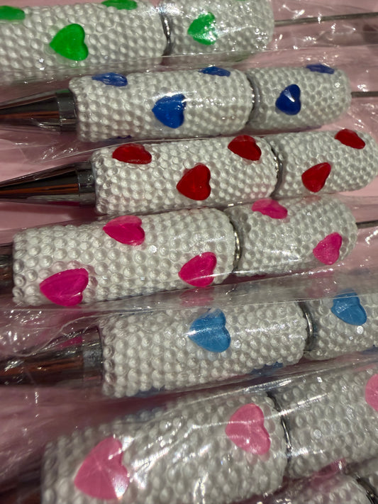 Beadable Rhinestone Heart Pens