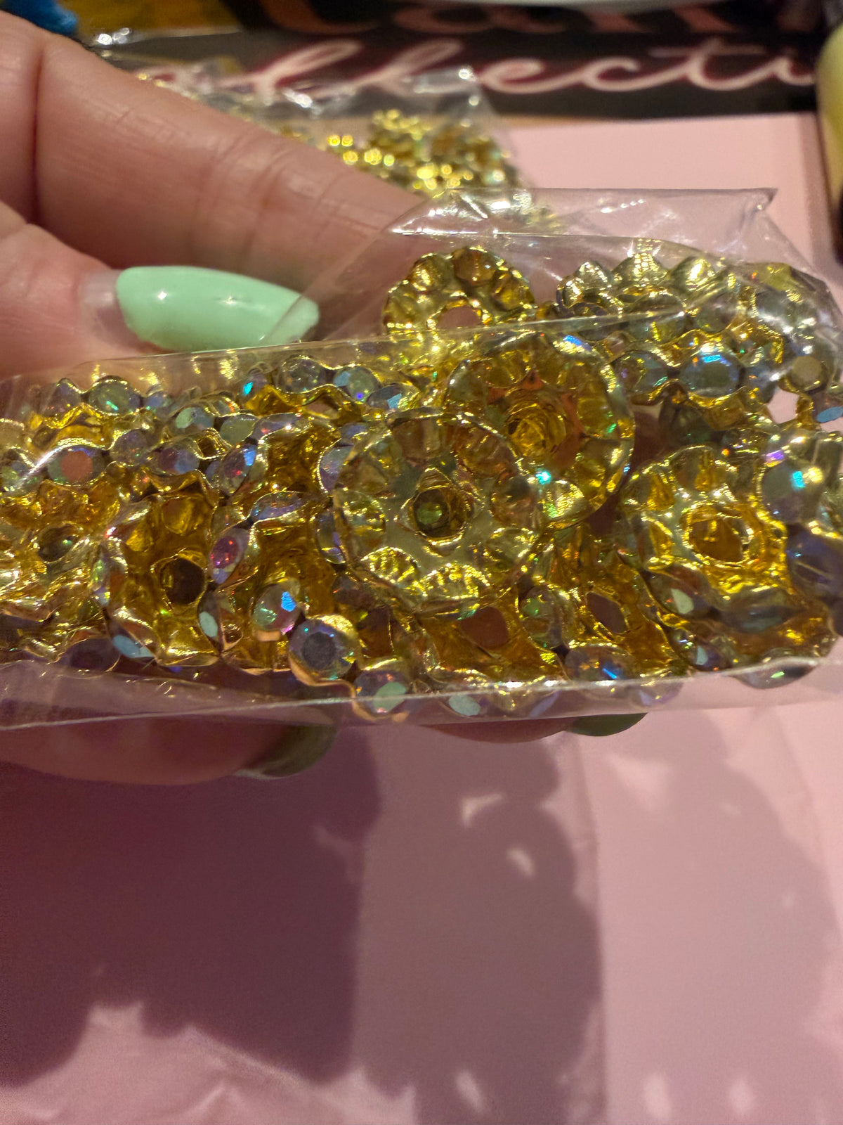 12mm gold sparkle spacers bag