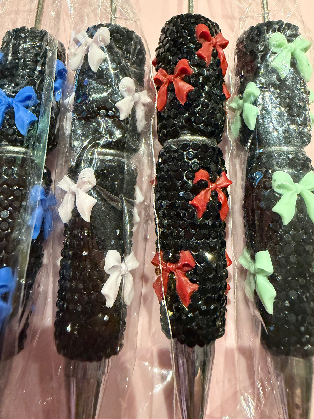 Beadable Rhinestone Bow Pens