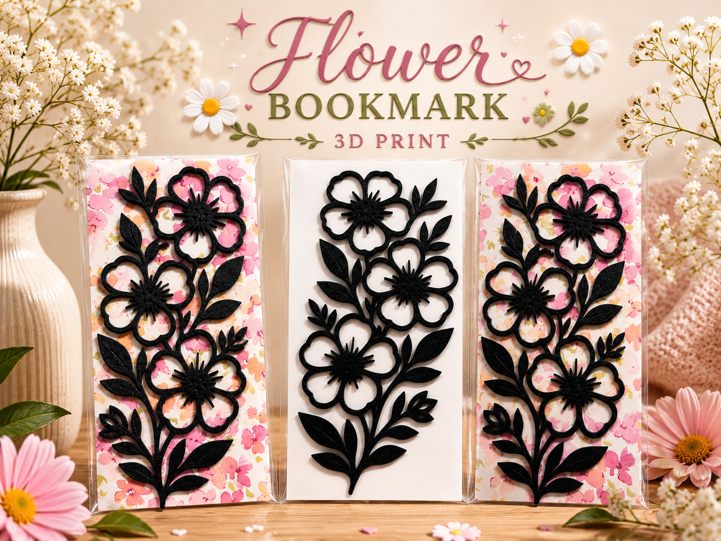 Flower 3D Bookmark