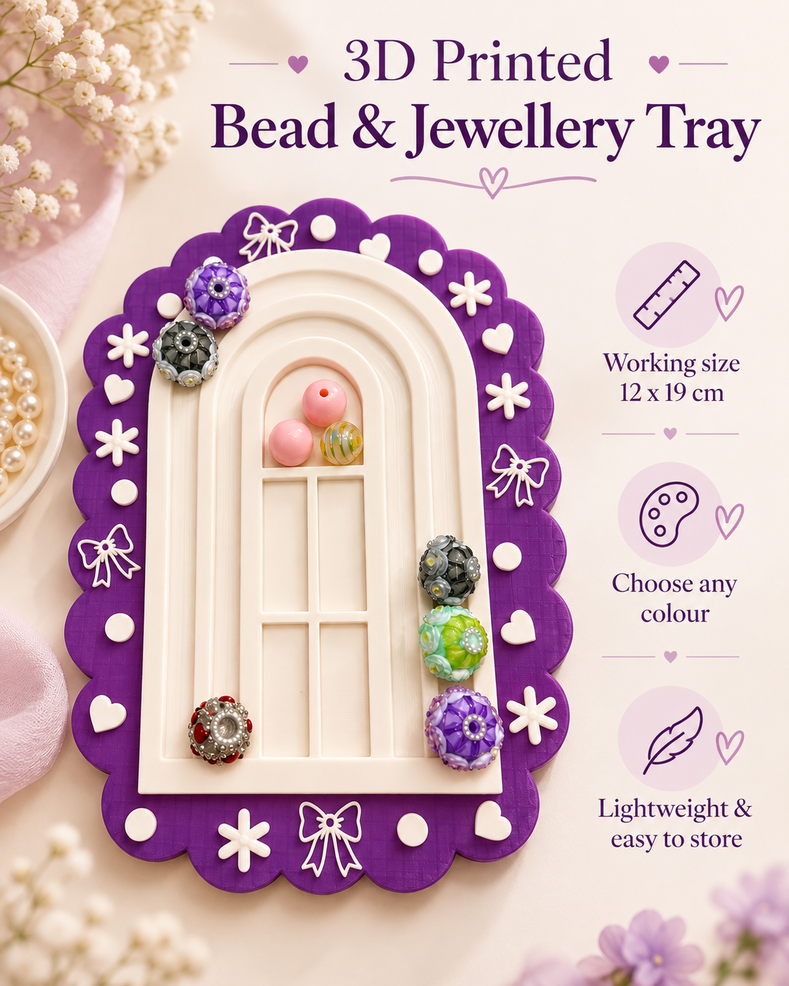 3D Printed Bead & Jewellery Work Tray