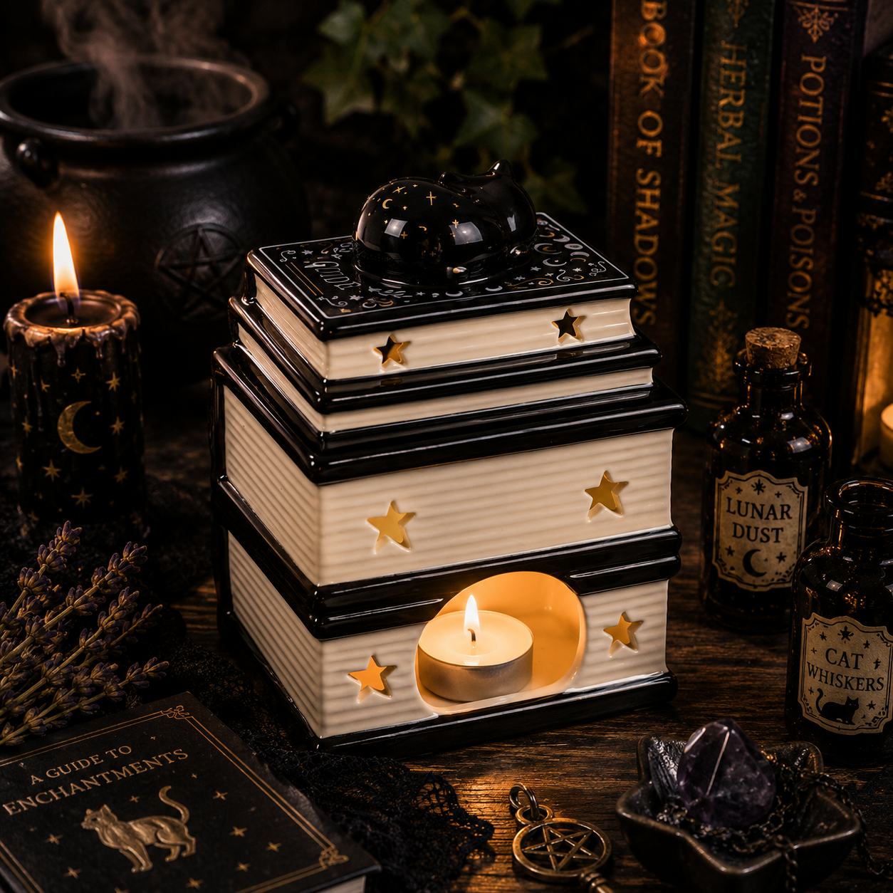 Black Cat Magick Book Stack Burner