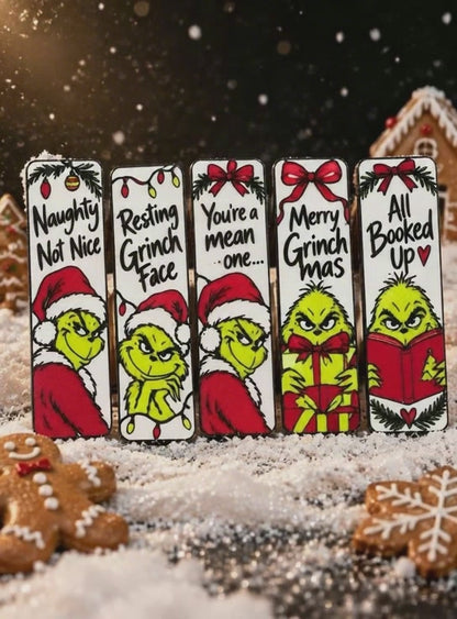 Grinchy Christmas Bookmarks – Set of 5